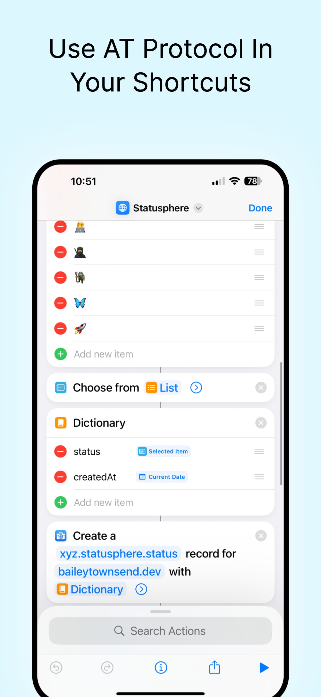 A graphic showing a phone with a iOS shortcut open